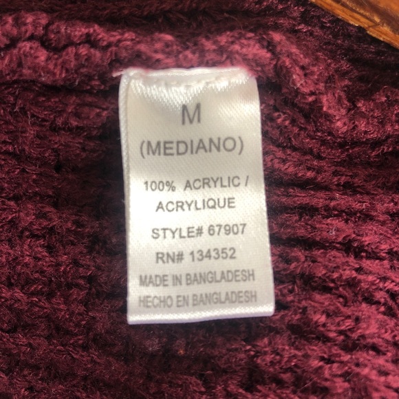 Womens Ambiance Burgundy Sweater Waffle Knit Size M - Picture 5 of 5